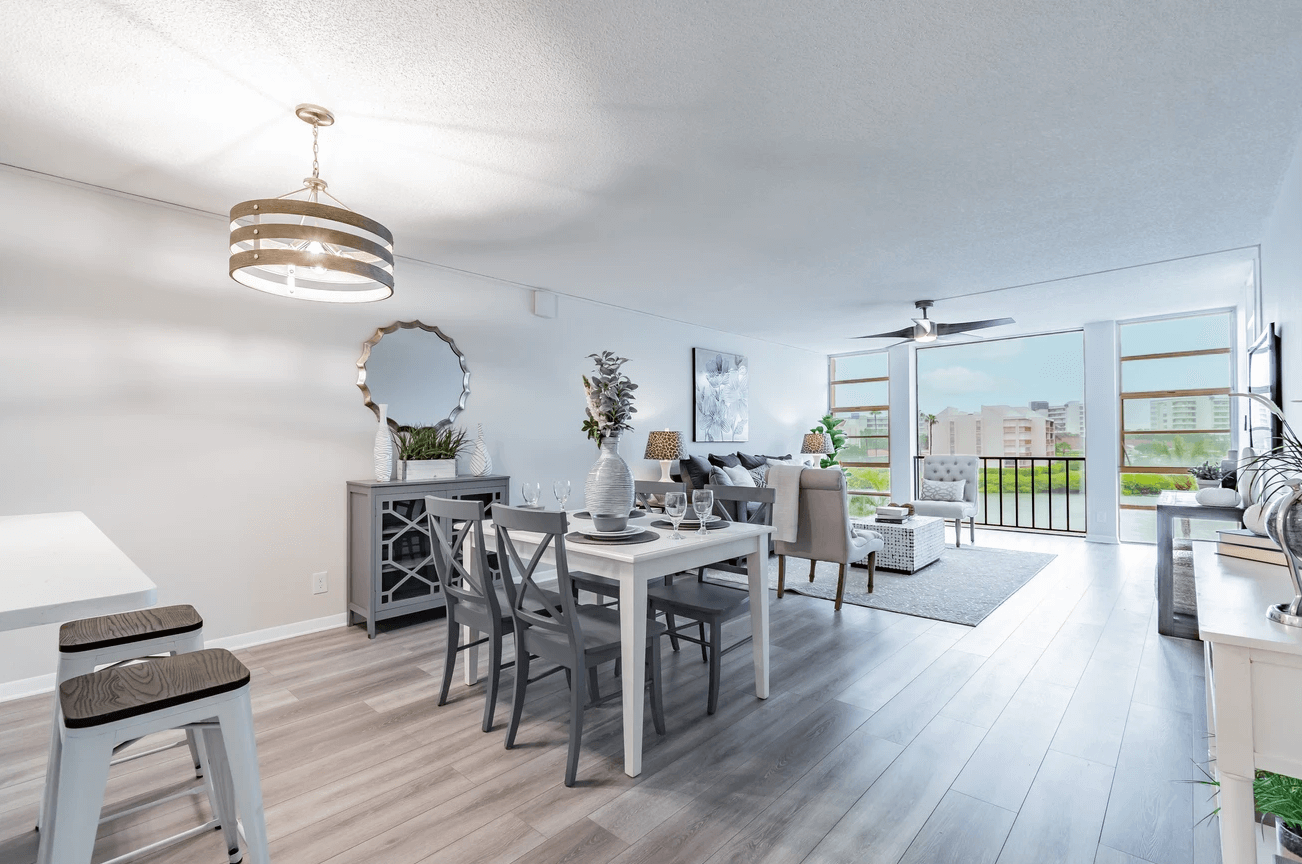 open concept dining and living room