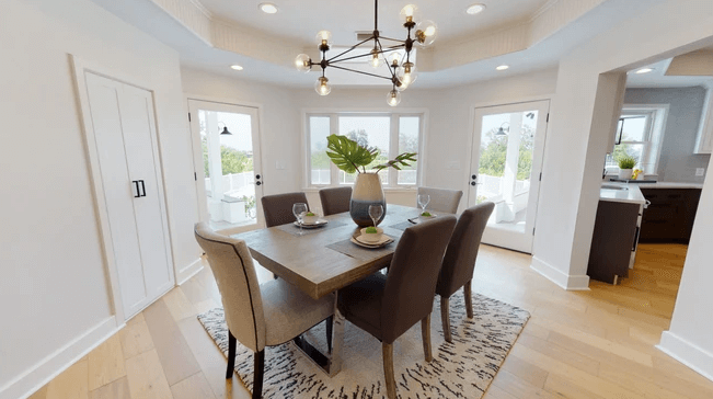 dining room with door to kitchen