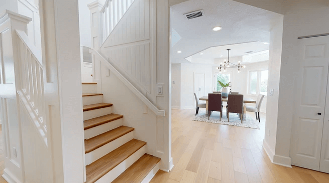 stairs with wood floors