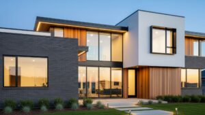 Modern House lit at night